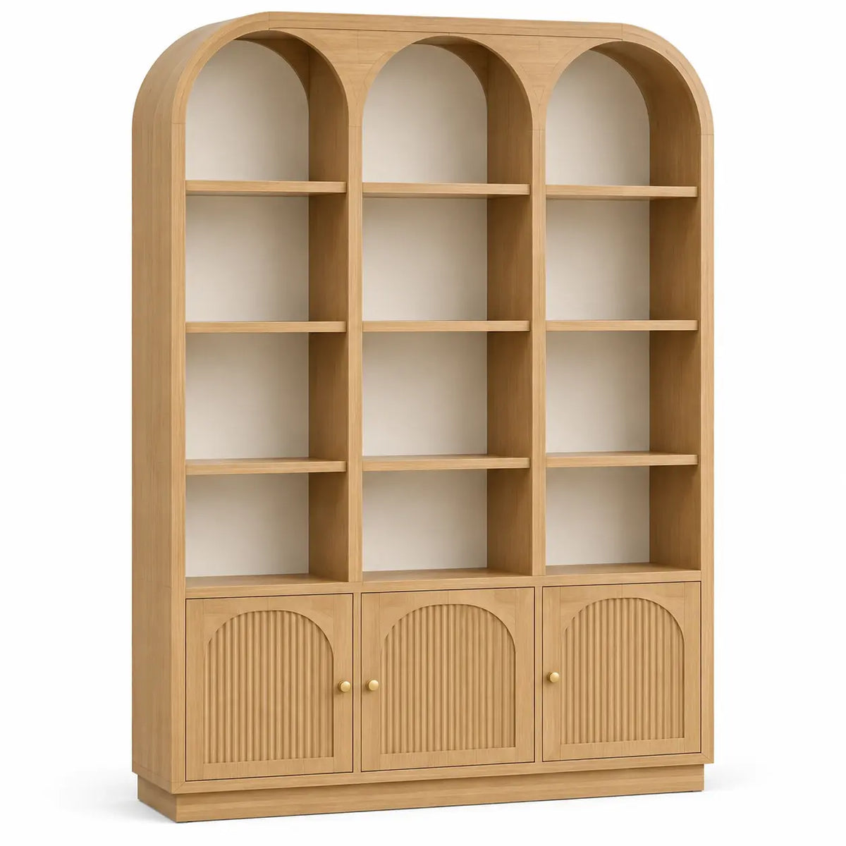 Estantería con almacenamiento con formas arqueadas, marrón